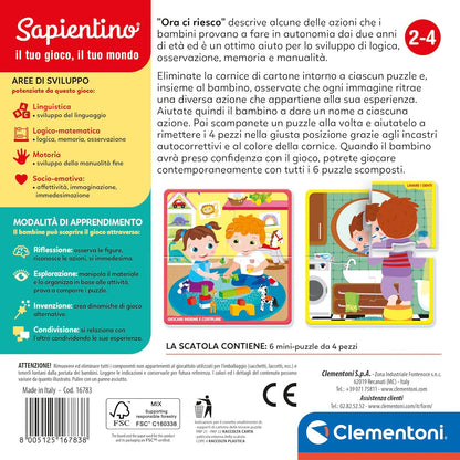 Clementoni - Sapientino-Ora Ci Riesco-Educational Game 2 Years, Sequence Puzzle, Embedding Tiles, Flashcards-Made in Italy, Italian Colour, 16783