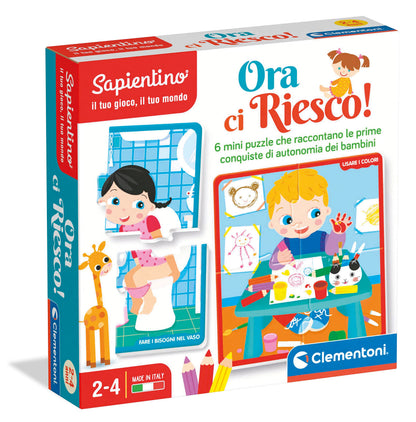 Clementoni - Sapientino-Ora Ci Riesco-Educational Game 2 Years, Sequence Puzzle, Embedding Tiles, Flashcards-Made in Italy, Italian Colour, 16783