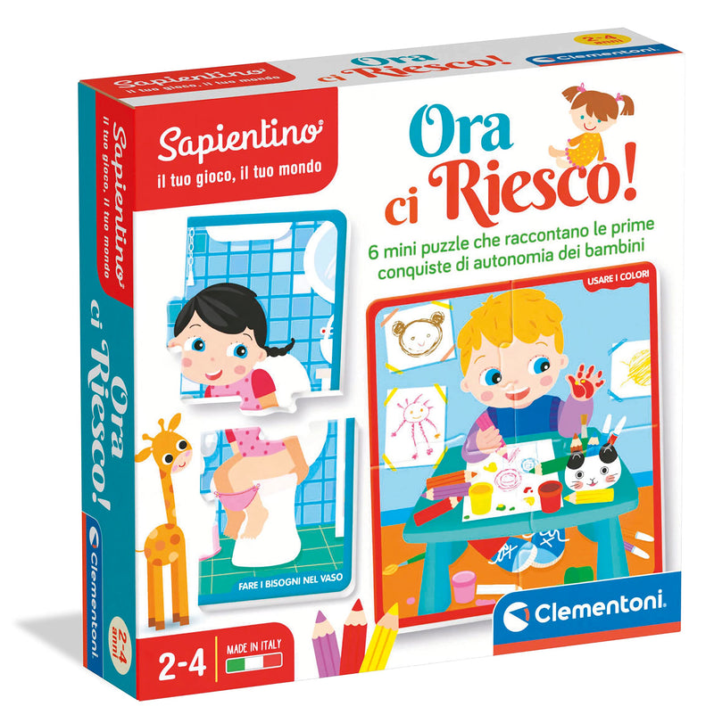 Clementoni - Sapientino-Ora Ci Riesco-Educational Game 2 Years, Sequence Puzzle, Embedding Tiles, Flashcards-Made in Italy, Italian Colour, 16783