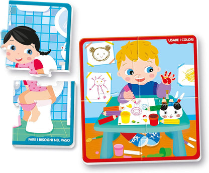 Clementoni - Sapientino-Ora Ci Riesco-Educational Game 2 Years, Sequence Puzzle, Embedding Tiles, Flashcards-Made in Italy, Italian Colour, 16783