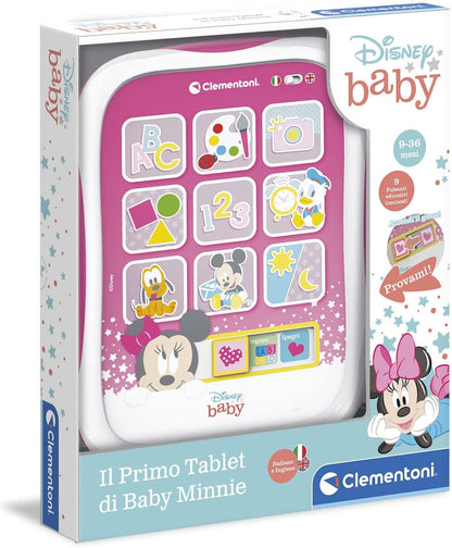 Clementoni Disney Baby Minnie Giocattolo, topolina, Gioco elettronico parlante in Italiano, Primo Tablet Bambini 9 Mesi, Multicolore, 17667