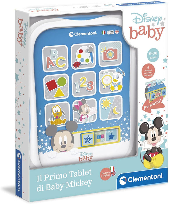 Clementoni Disney Baby Mickey Toy, Mickey Mouse, Italian Speaking Electronic Game, First Tablet Children 9 Months, Multicoloured, 17668