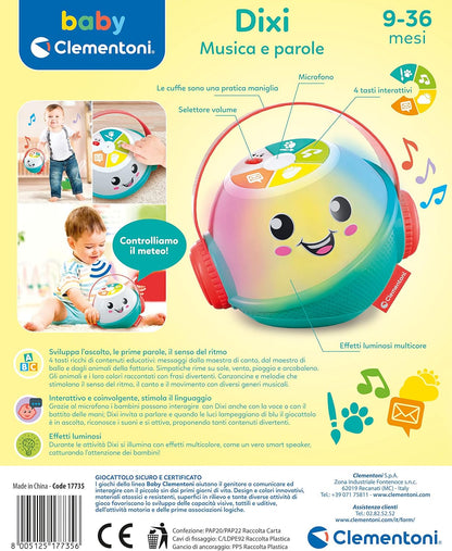 Clementoni 17735 Dixi Words-Children's Game 9 Months, Educational Early Childhood, Electronic Speaking in Italian with Music and Nursery Rhymes, Multi-Coloured