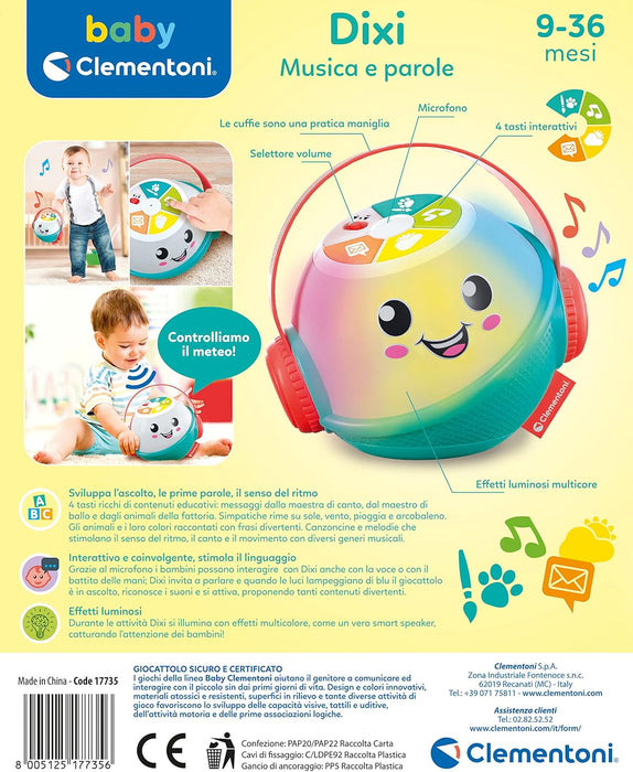 Clementoni 17735 Dixi Words-Children's Game 9 Months, Educational Early Childhood, Electronic Speaking in Italian with Music and Nursery Rhymes, Multi-Coloured