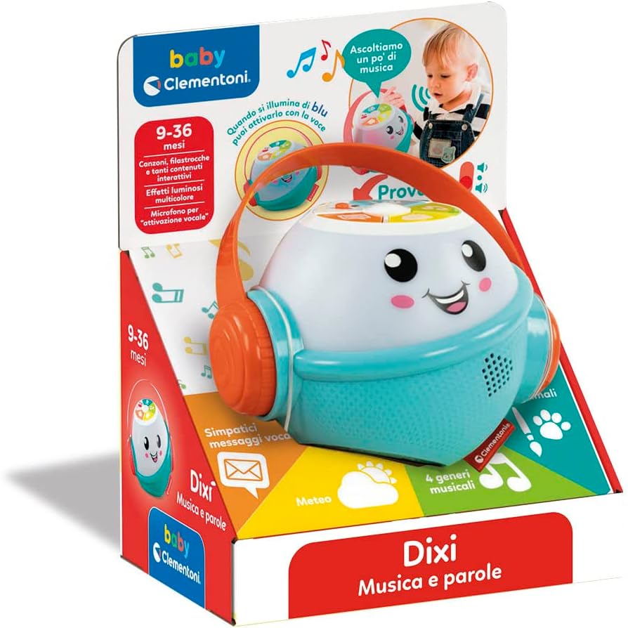 Clementoni 17735 Dixi Words-Children's Game 9 Months, Educational Early Childhood, Electronic Speaking in Italian with Music and Nursery Rhymes, Multi-Coloured