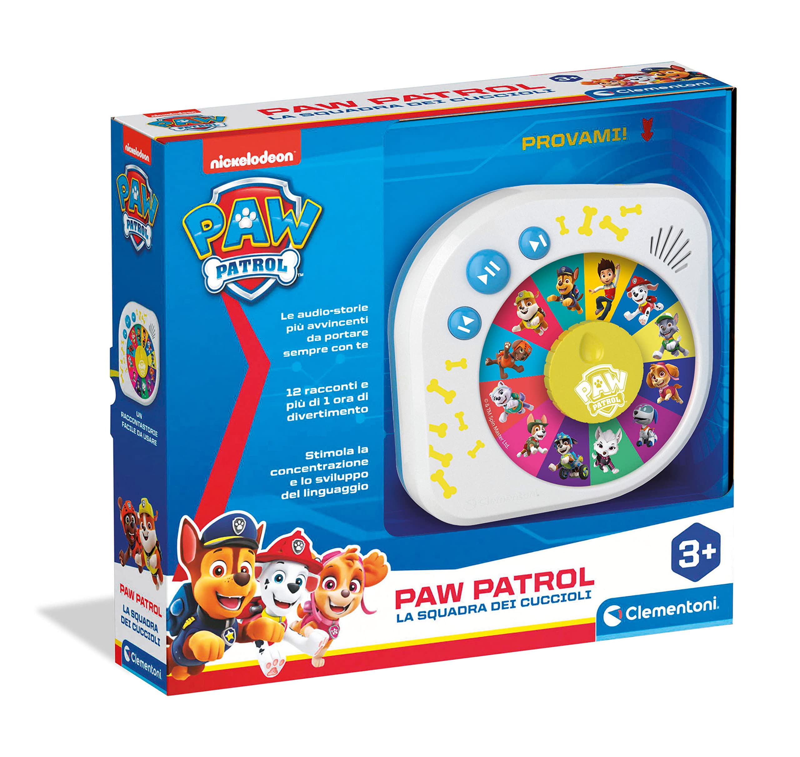 Clementoni Paw Patrol – El Equipo De Los Cachorros – Cuenta Historias para Niños, Storyteller, Educativo, Juego Interactivo 3 Años, Hablante Italiano, Multicolor (17750