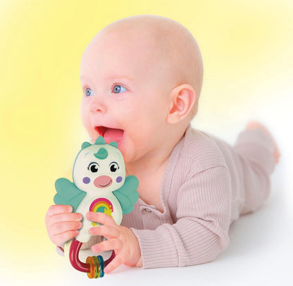 Clementoni - 17778 - Little Unicorn Rattle - Toddler Toy, Early Years Toys, Infant Toys, New Born Soft Toys Gift, 3 Months, Crinkle Squeaky Toys, Sensory Learning Toys, Stroller Pendant, Made In Italy