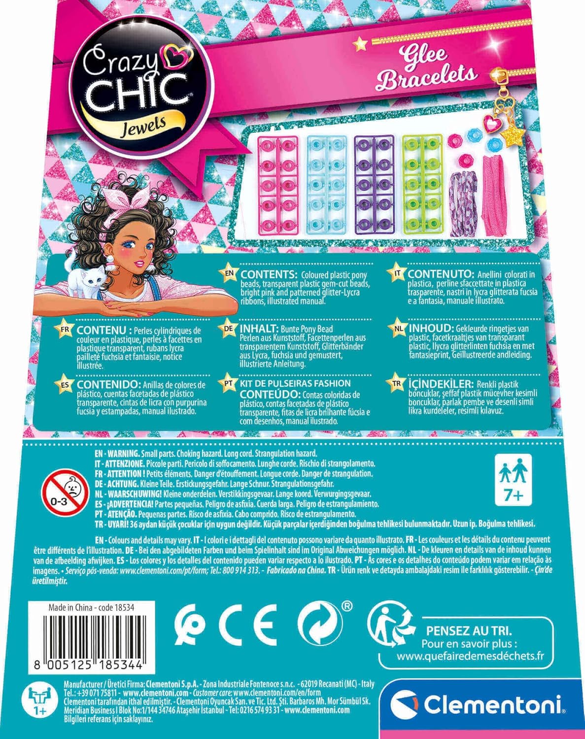 Clementoni - 18534 - Crazy Chic - Enjoy Bracelets Glee, braccialetti bambina, gioco per creare braccialetti Braccialetti perline