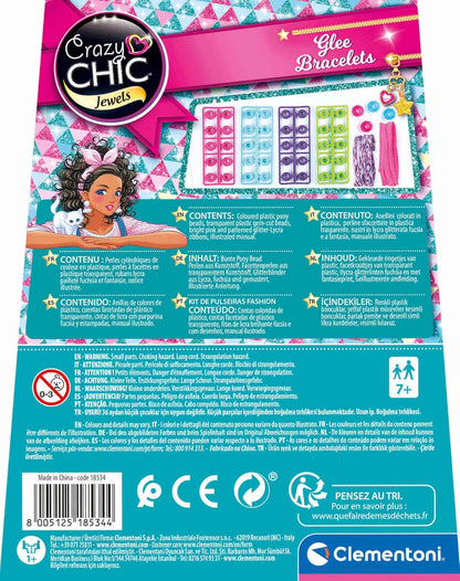 Clementoni - 18534 - Crazy Chic - Enjoy Bracelets Glee, braccialetti bambina, gioco per creare braccialetti Braccialetti perline