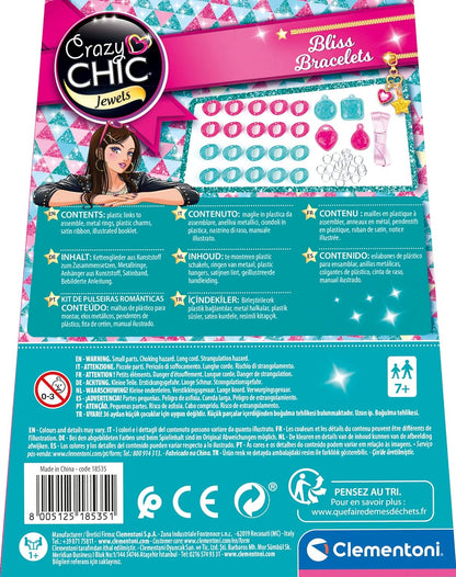 Clementoni 18535 Clementoni-18535-Crazy Chic-Bracelets Bliss Craft for Kids from 7 Years and Older-Jewellery Girl, English, Multi-Coloured