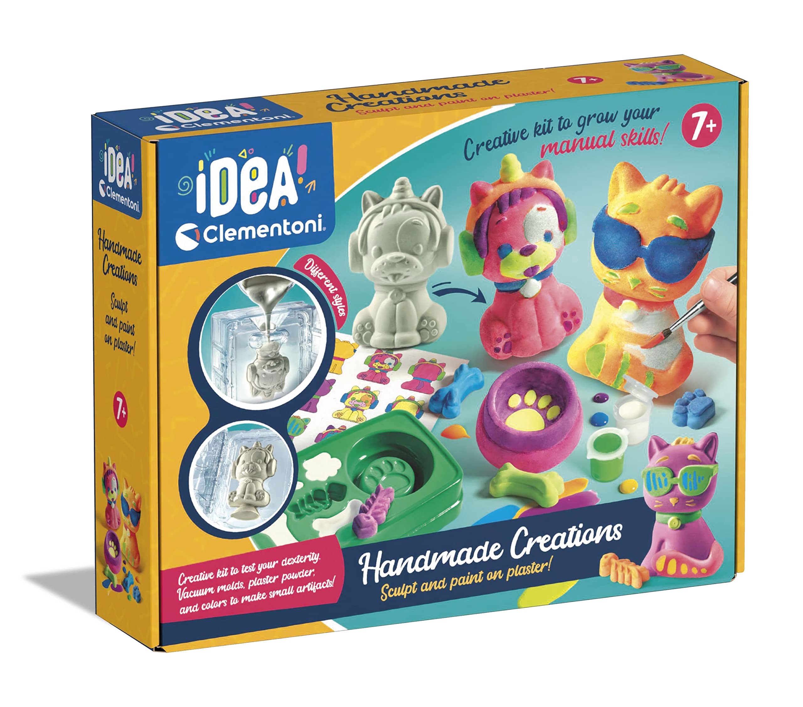 Clementoni - Idea-handgemaakte creatieset voor het modelleren en schilderen van figuren, spel voor kinderen 7 jaar, creatief werk, Made in Italy, kleur meertalig, 18755