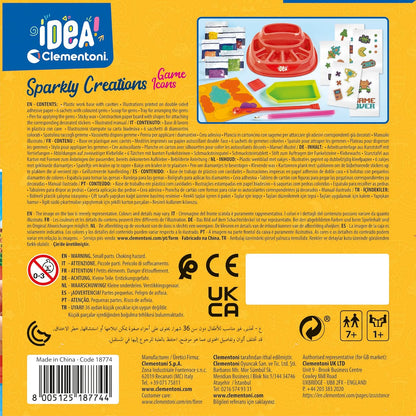 Clementoni- Idea-Sparkly Creations-Game Icons Painting, Diamond Art, Kit Arte, Laboratorio Gemme, Gioco Creativo Bambini 7 Anni, Colore Multilingua, 18774