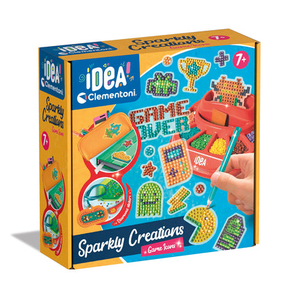 Clementoni- Idea-Sparkly Creations-Game Icons Painting, Diamond Art, Kit Arte, Laboratorio Gemme, Gioco Creativo Bambini 7 Anni, Colore Multilingua, 18774