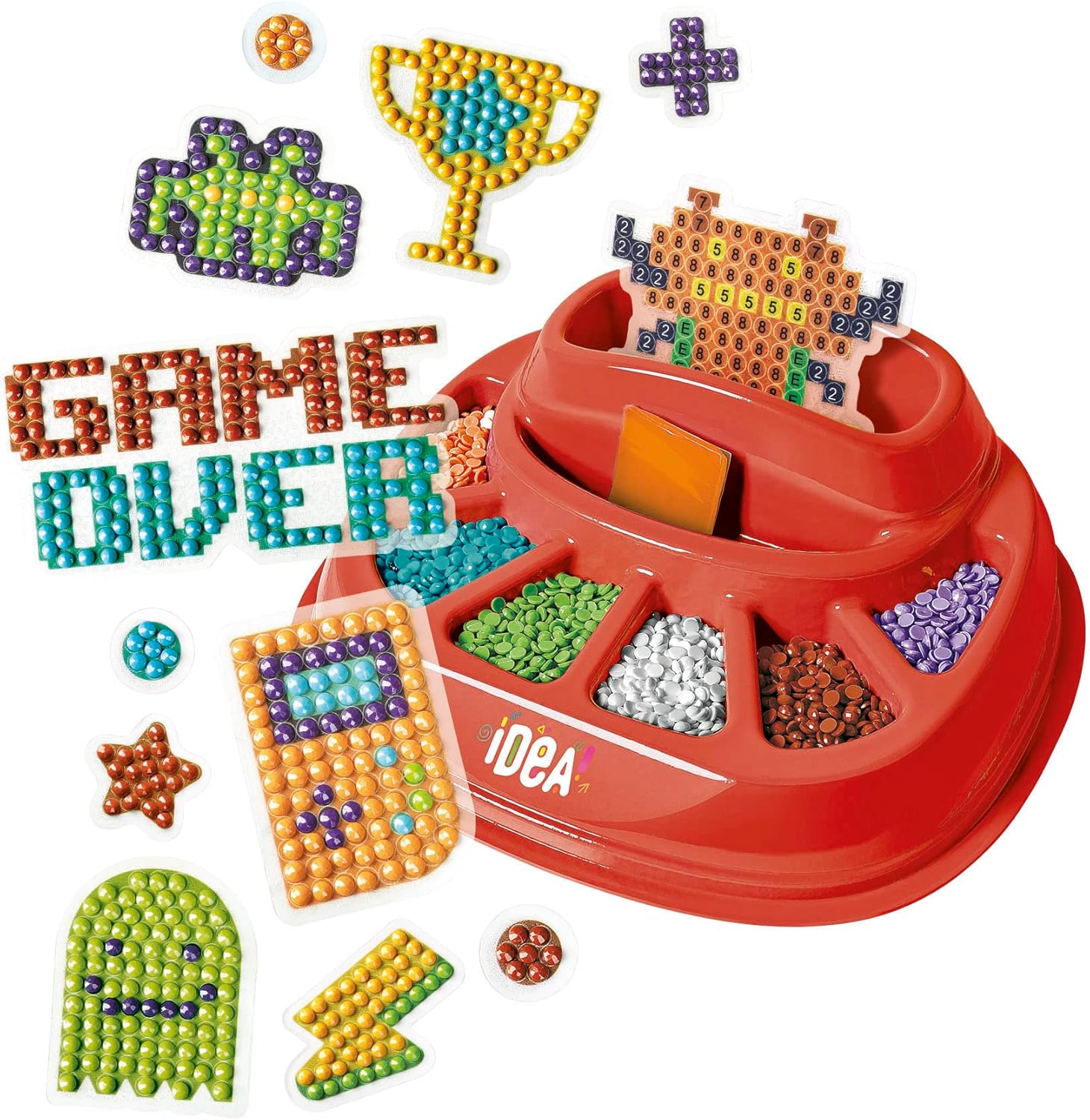 Clementoni- Idea-Sparkly Creations-Game Icons Painting, Diamond Art, Kit Arte, Laboratorio Gemme, Gioco Creativo Bambini 7 Anni, Colore Multilingua, 18774