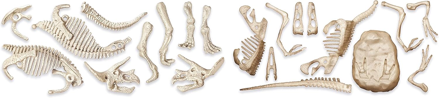 Clementoni Jurassic World 3 Dominion-Triceratops und Velociraptor-Dinosaurier, Fossilien-Set zum Graben und Zusammenbauen, wissenschaftliches Spiel 7 Jahre (italienische Version), hergestellt in
