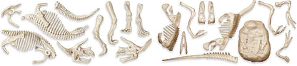 Clementoni Jurassic World 3 Dominion-Triceratops und Velociraptor-Dinosaurier, Fossilien-Set zum Graben und Zusammenbauen, wissenschaftliches Spiel 7 Jahre (italienische Version), hergestellt in