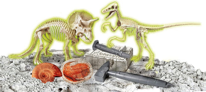 Clementoni Jurassic World 3 Dominion-Triceratops und Velociraptor-Dinosaurier, Fossilien-Set zum Graben und Zusammenbauen, wissenschaftliches Spiel 7 Jahre (italienische Version), hergestellt in