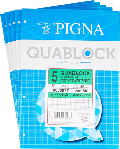 Pigna 00609775M Collated Block with 4 Holes A4 50 Sheets (Pack of 5