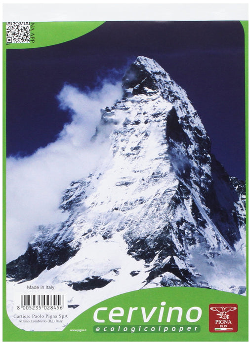 Pigna, Block CERVINO, Puntada Metálica, tamaño A4, 21X29,7 cm., 50 Hojas, Papel Reciclado 55g/m², 3 Temas, Interior 5M, Cuadrados 5 mm., 10 Piezas