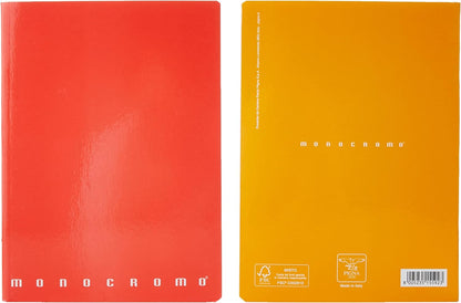 Pigna Monocromo - Pack of 10 A5 Notebooks, Assorted Colours, 0C, Ruled Notebooks with Margin