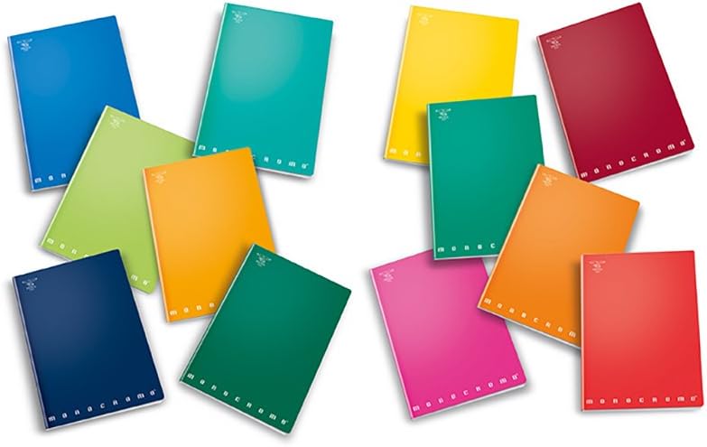 Pigna Monochrome A5 Notebooks, 0Q Stripe, 5mm Squares, Assorted Colours, Pack of 10