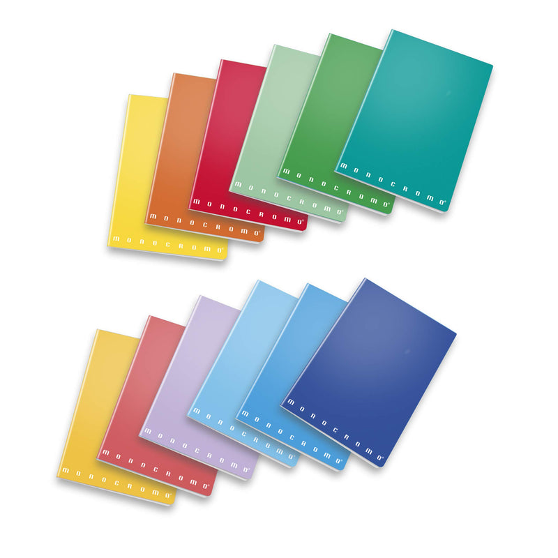 Pigna Monochrome A5 Notebooks, 0Q Stripe, 5mm Squares, Assorted Colours, Pack of 10
