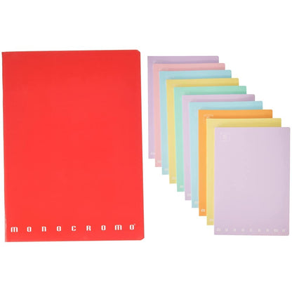 Pigna Monochrome A5 5mm Squared Notebooks - Assorted Colours (Pack of 10