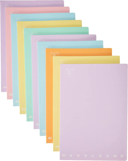 Pigna Monochrome A5 5mm Squared Notebooks - Assorted Colours (Pack of 10
