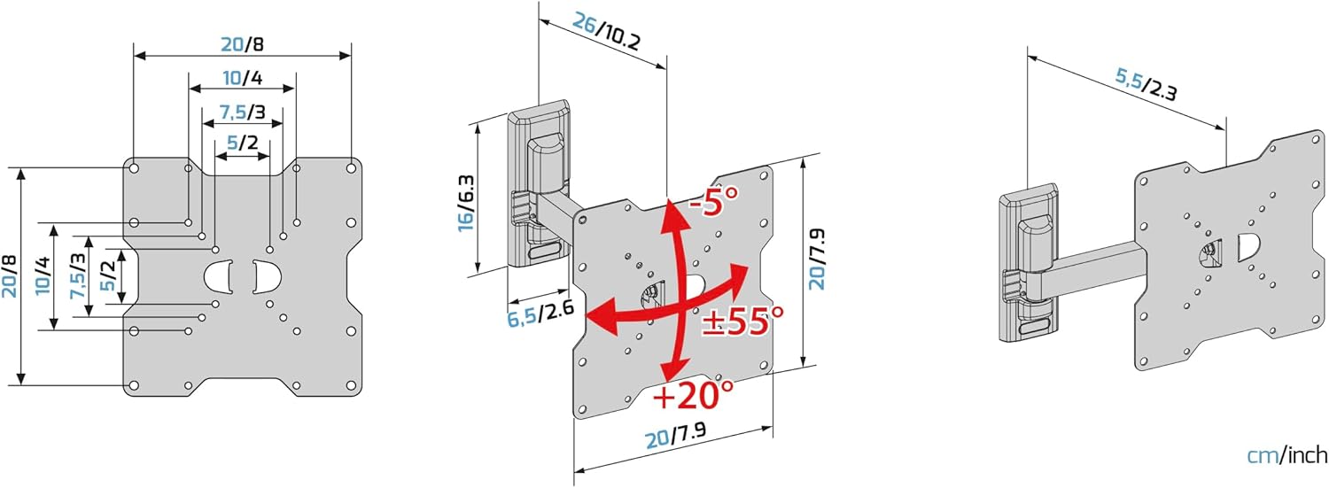 Meliconi CME ER 200 - Supporto TV con Braccio per estendere, ruotare e inclinare il tv, per Tv a Schermo Piatto da 26’’ a 40’’, VESA(mm): da 50x50, a 200x200, Made in Italy, Nero