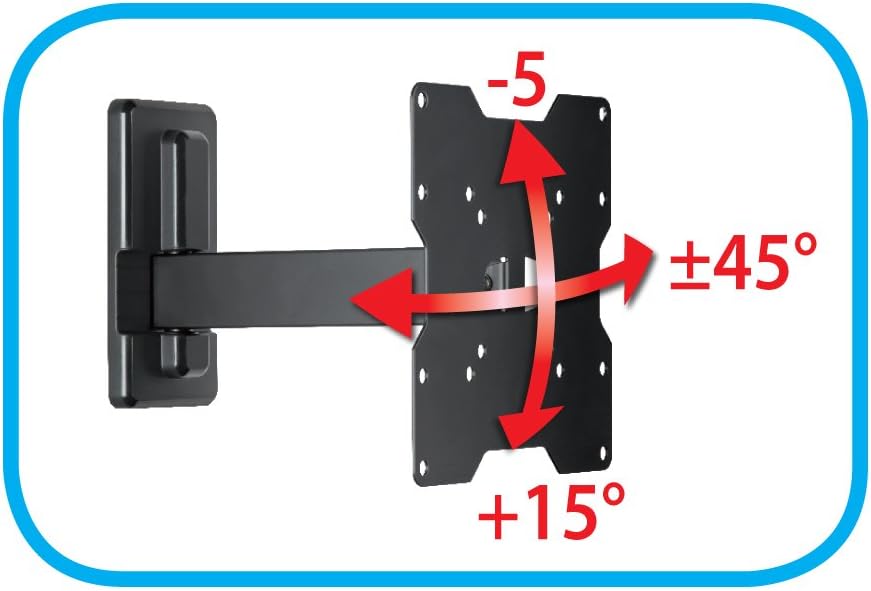 Meliconi CME ER 200 - Supporto TV con Braccio per estendere, ruotare e inclinare il tv, per Tv a Schermo Piatto da 26’’ a 40’’, VESA(mm): da 50x50, a 200x200, Made in Italy, Nero