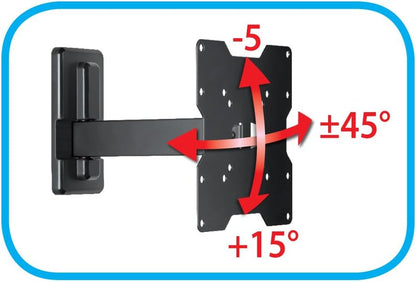 Meliconi CME ER 200 - Supporto TV con Braccio per estendere, ruotare e inclinare il tv, per Tv a Schermo Piatto da 26’’ a 40’’, VESA(mm): da 50x50, a 200x200, Made in Italy, Nero