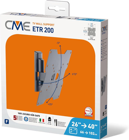 Meliconi Cme Etr200 Slim Tilt Wall Bracket For All 26-40 Inch Tv Ledlcd &Plasma Max Vesa 200 Made In Italy