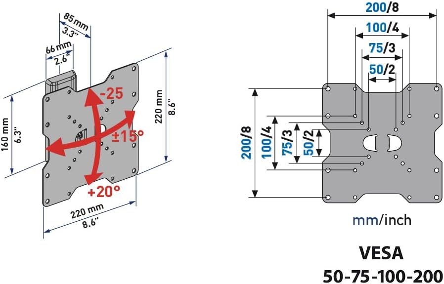 Meliconi Cme Etr200 Slim Tilt Wall Bracket For All 26-40 Inch Tv Ledlcd &Plasma Max Vesa 200 Made In Italy