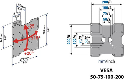 Meliconi Cme Etr200 Slim Tilt Wall Bracket For All 26-40 Inch Tv Ledlcd &Plasma Max Vesa 200 Made In Italy