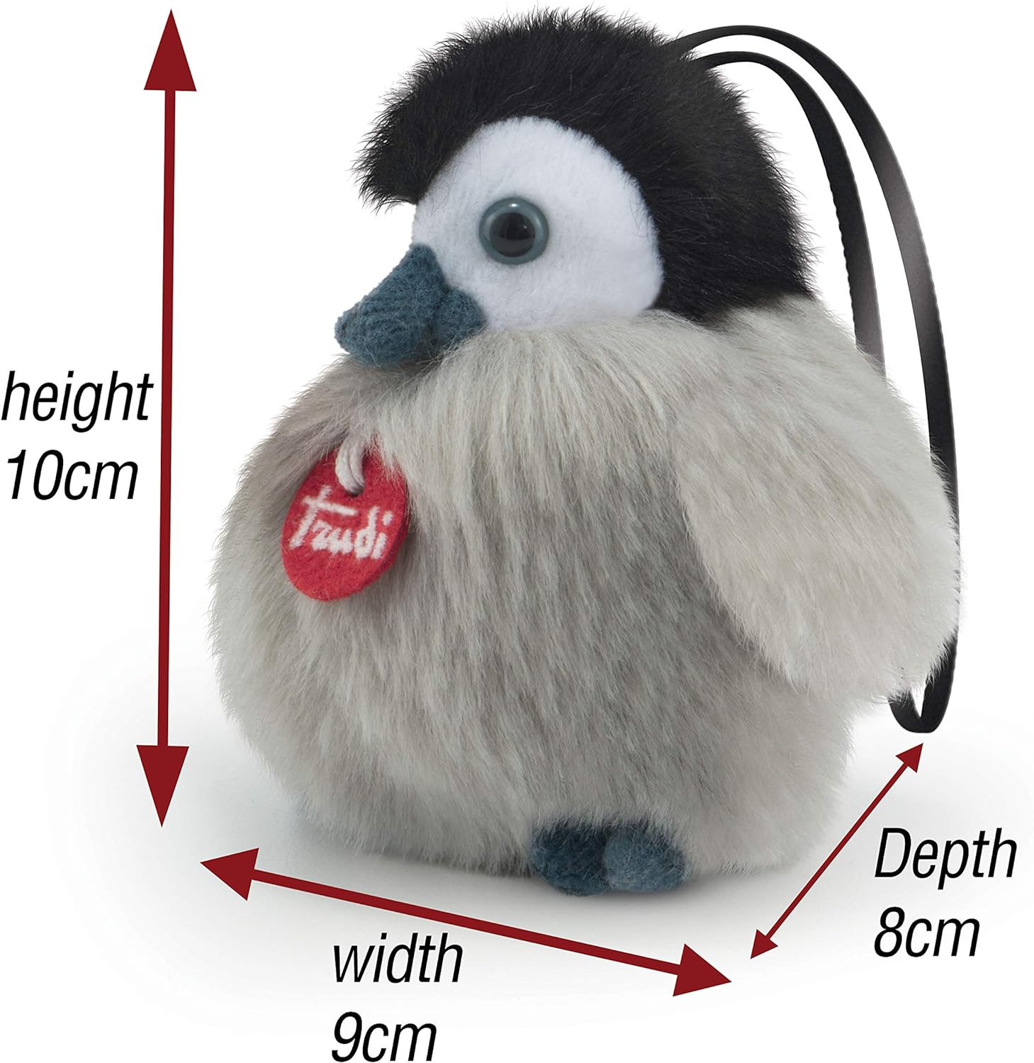 Trudi TUD01000 Penguin Charm Mini Hanging Charm Grey