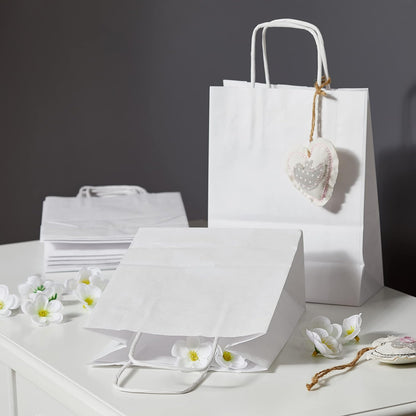 Rex Sadoch SDS16BIA Paper Bags with Twisted Handles, Pack of 25, White
