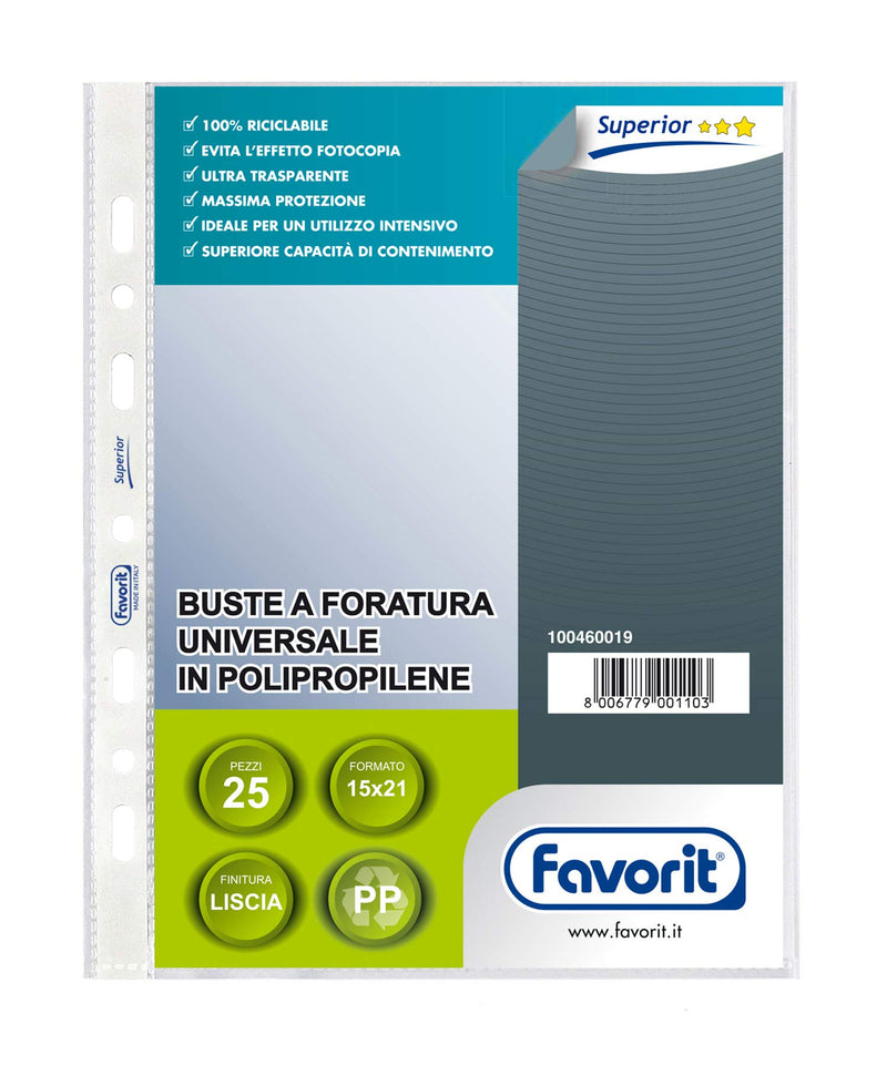 Favorit Buste Trasparenti, 25 Pezzi, 14.8 x 21 cm