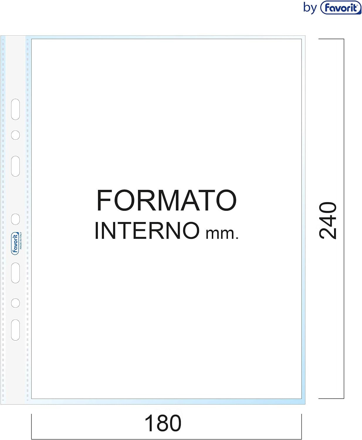 Favorit, Sobres perforados universales, 25 unidades, 18 x 24 cm, brillantes y transparentes, alto grosor