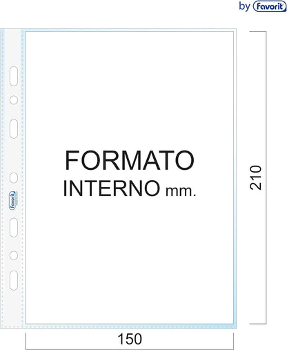 Favorit 100460018 – Sobres perforados universales, 25 sobres, 15 x 21 cm, transparente