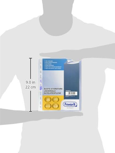 Favorit 100460018 – Sobres perforados universales, 25 sobres, 15 x 21 cm, transparente