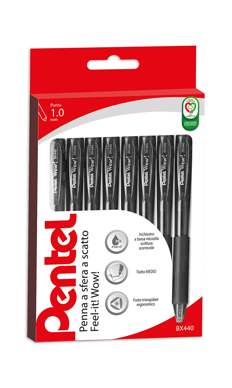 Pentel BX440 Feel-it Wow penna sfera a scatto 1,0 mm 8 nero
