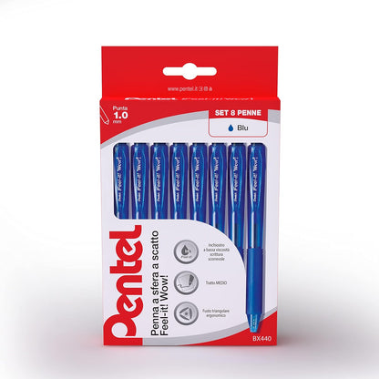 Pentel BX440 Feel-it Wow penna sfera a scatto 1,0 mm 8 pz blu