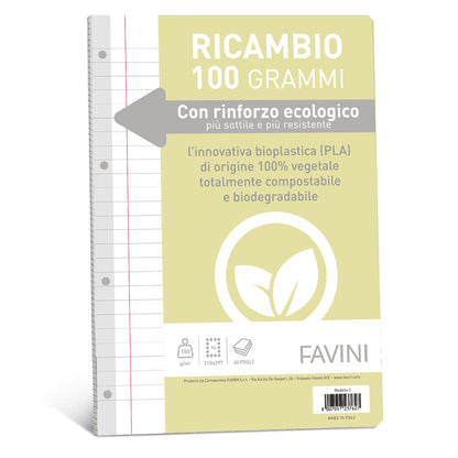 Favini 90736 Spare Parts with Ecological Reinforcement, A4, 100 g, 40 Sheets, 1 Staff with Margin