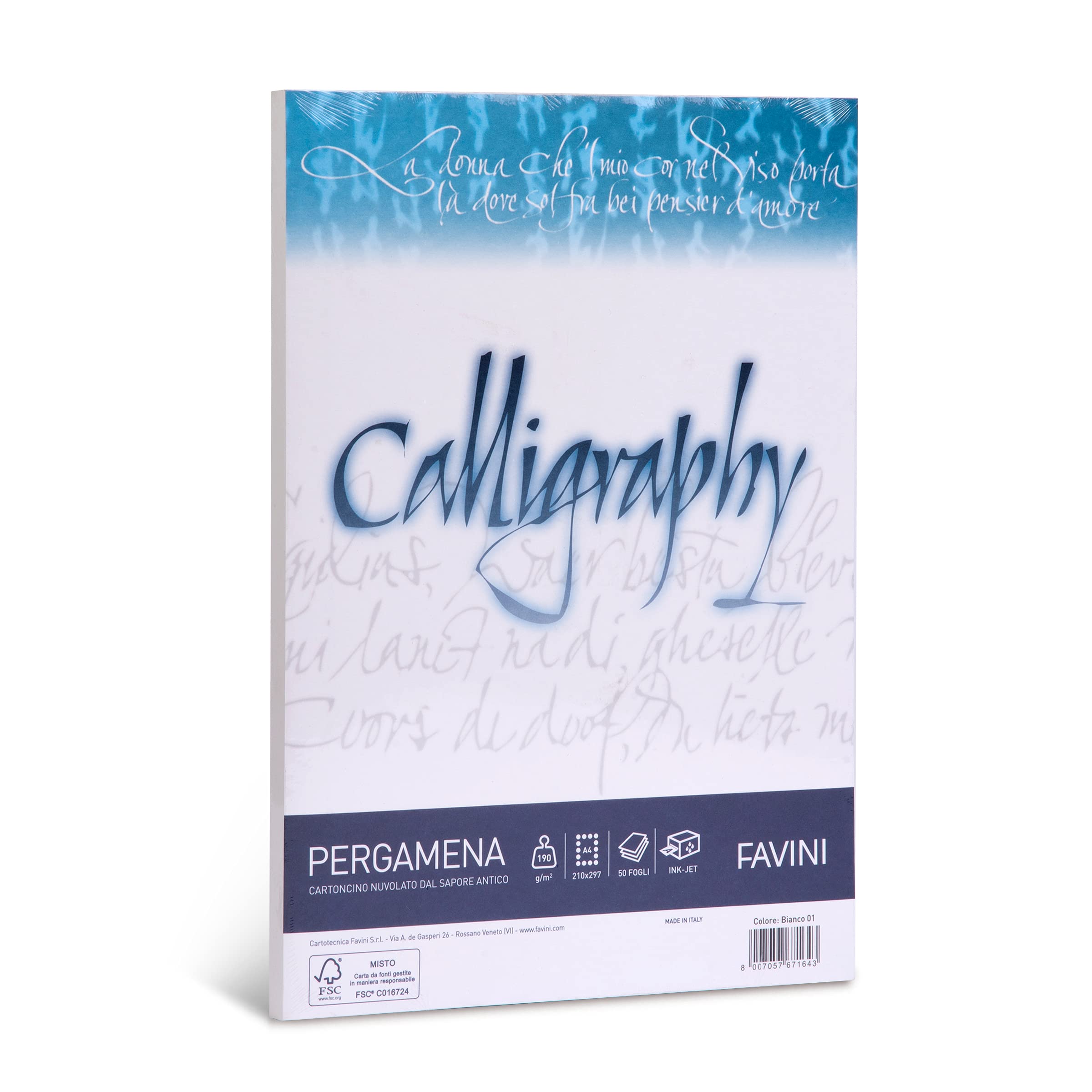 Carta Calligraphy 190 gr A4 50 FG 01 White