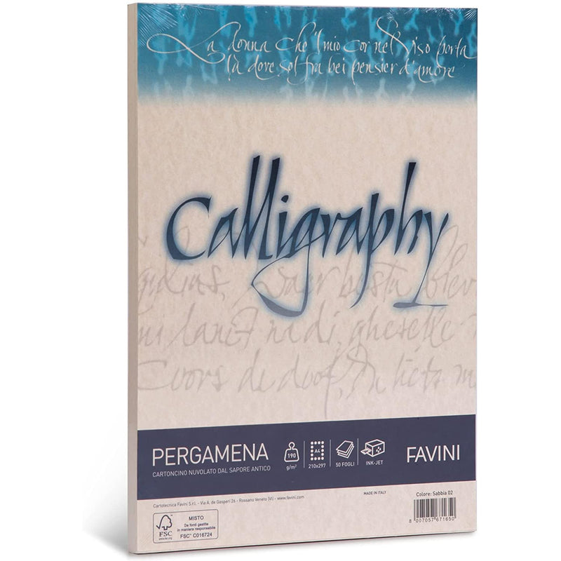 Favini A69U084 Calligraphy Pergamena Liscio, 21 x 29.7 cm, sabbia