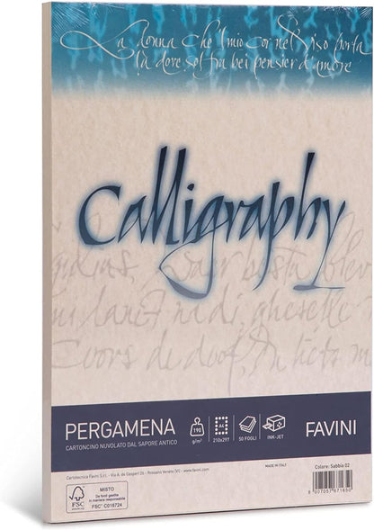 Favini A69U084 Calligraphy Pergamena Liscio, 21 x 29.7 cm, sabbia
