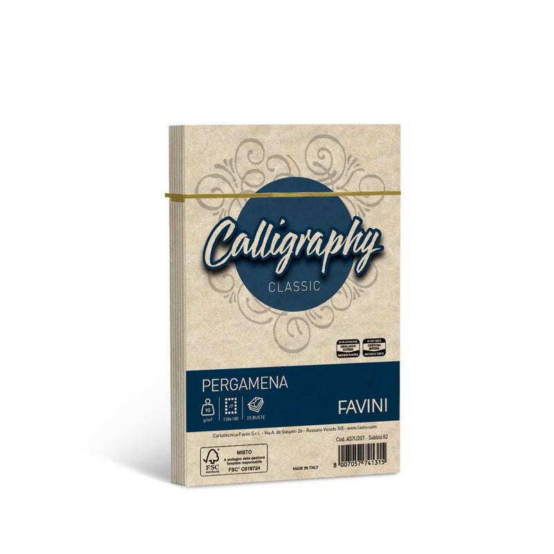 Favini A57U207 Calligraphy Pergamena Liscio, 25 Pezzi
