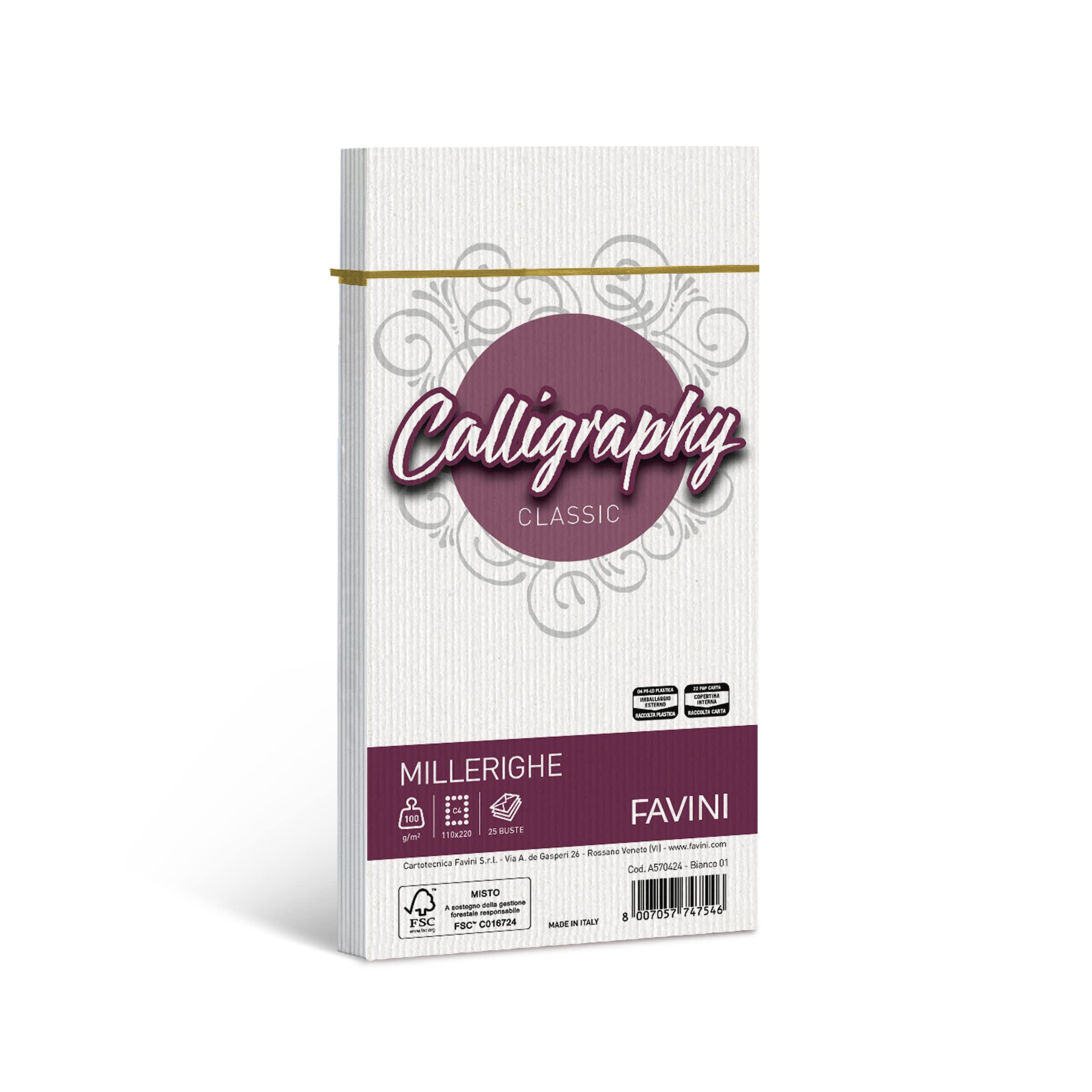 Favini A570424 Papier Calligraphy, Millerighe, geriffelt