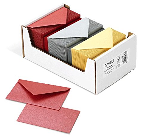 Favini A57X211 Oro, Rojo, Plata - Sobre (Oro, Rojo, Plata, 120 g/m², 72 mm, 11 cm