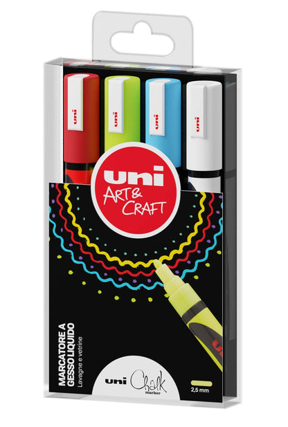 OSAMA Uni Chalk - Pennarelli Lavabili Cancellabili per Lavagna Nera e Vetrine, Set Pennarelli Punta Tonda 1.8 - 2.5 mm per Vetro e Superfici Lucide, Cartoleria e Lavoretti Creativi contro Pioggia/Luce